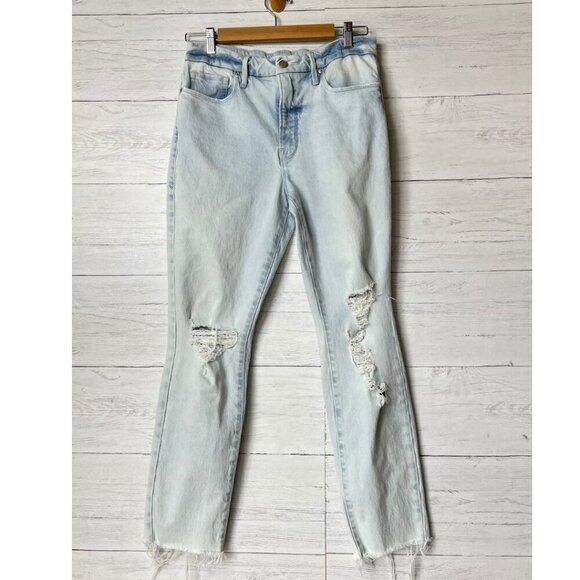 Good American Jeans Womens Size 8/29 Good Classic Indigo120 Distressed Cotton - Picture 1 of 16